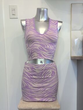 Primark Purple & Creme Zebra-Print Knit 2 Piece Set